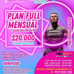 PROMO PLAN FULL MENSUAL $20.000 +MATRICULA GRATIS ( Sede La Serena)