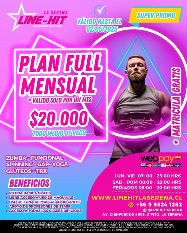 PROMO PLAN FULL MENSUAL $20.000 +MATRICULA GRATIS ( Sede La Serena)