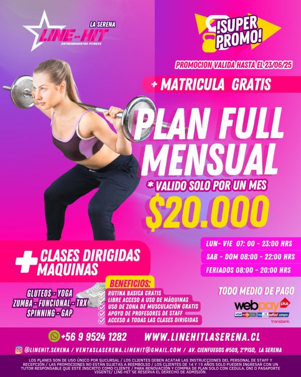 PROMO PLAN FULL MENSUAL $20.000 +MATRICULA GRATIS ( Sede La Serena)